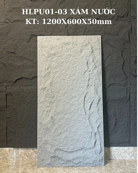 Tấm ốp tường vân đá nấm màu xám nước HLPU01-03