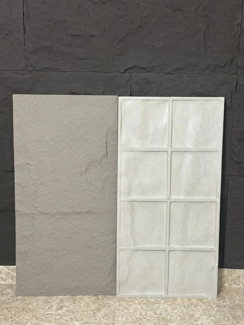 Tấm ốp tường vân đá nấm màu xám xi măng HLPU05-3A-5cm