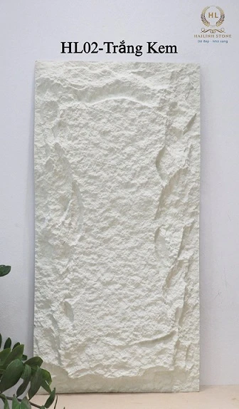 Tấm ốp tường vân đá nấm màu trắng kem HLPU01 - 02
